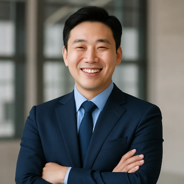 밝게 웃으며 팔짱을 낀 청년 CEO의 텍스트 없는 인물 이미지