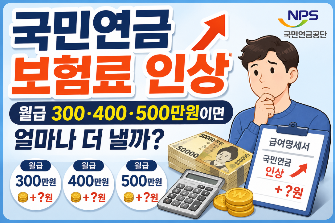 국민연금 보험료 인상｜월급 300&middot;400&middot;500만원이면 얼마나 더 낼까?