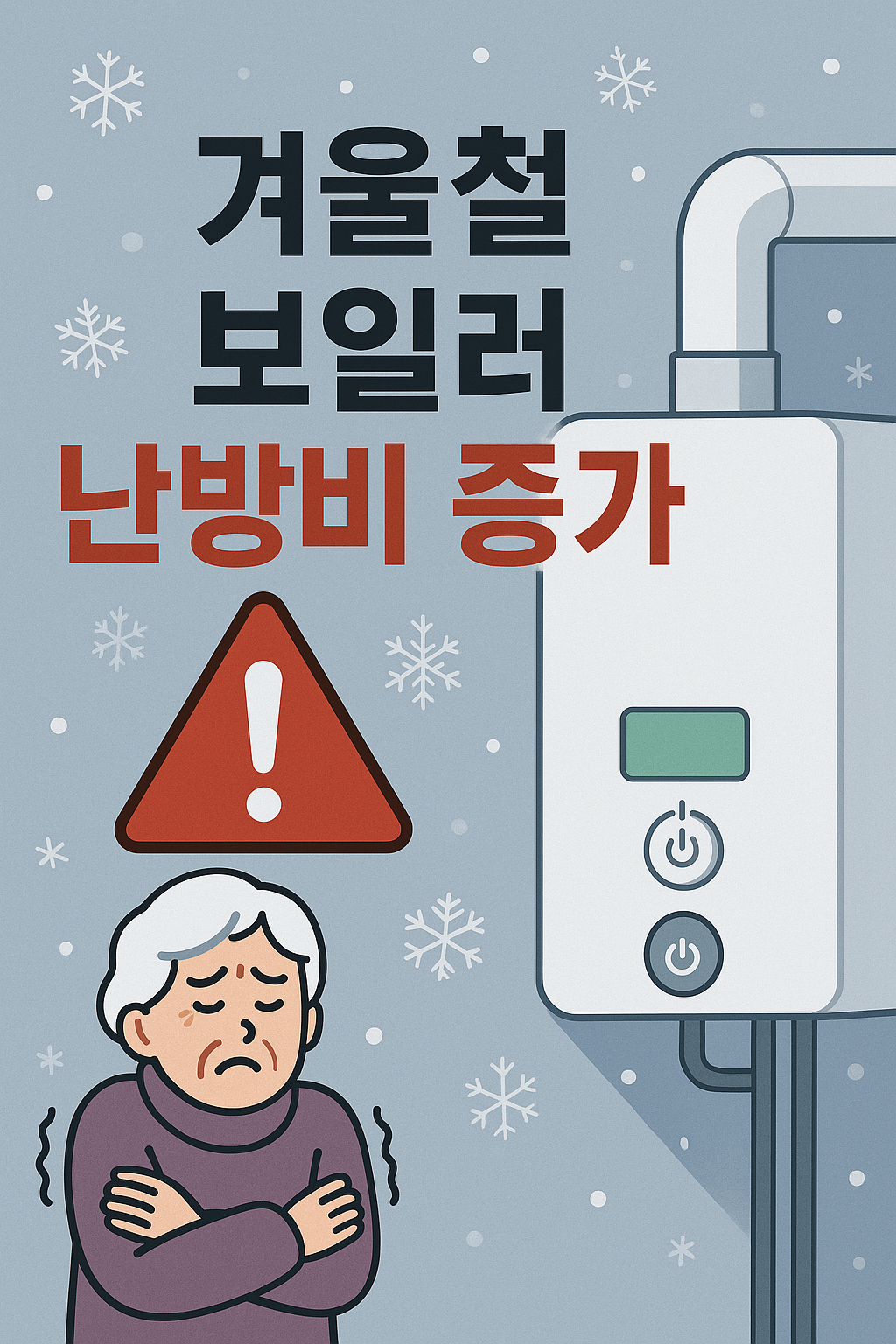 "겨울철 외출 모드로 난방비가 오히려 증가하는 상황을 경고하는 보일러 절약 팁 썸네일"