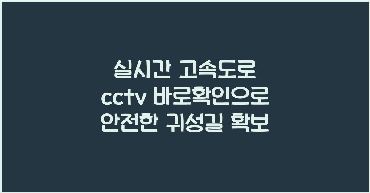 실시간 고속도로 cctv 바로확인