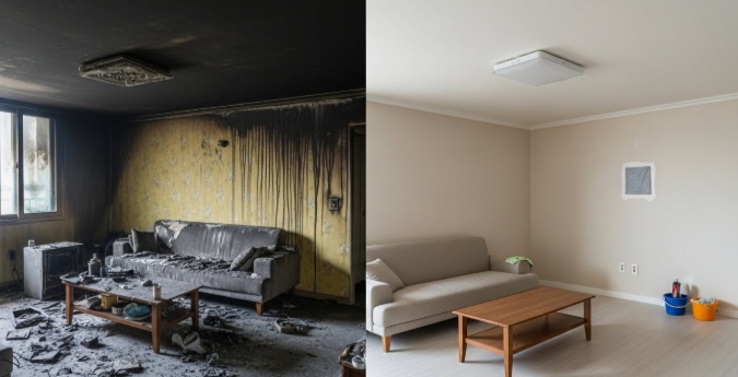 화재청소 후 복구 인테리어중