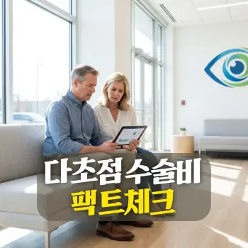 다초점 수술비 팩트체크
#모던 #미니멀 #자연광 50대 남녀가 안과 대기실 소파에 앉아 태블릿 PC로 진료비 서류를 진지하게 살펴보는 장면, 밝고 깨끗한 병원 내부