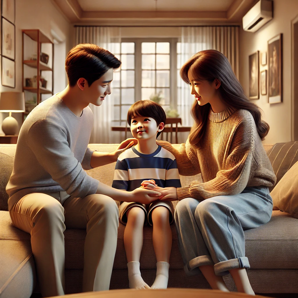 너의 충분함을 강조하며 사랑과 지지를 표현하는 가족의 따뜻한 모습을 담고 있습니다.