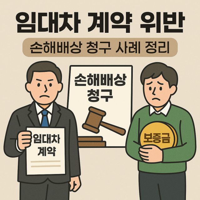 임대차 계약 위반 시 손해배상 청구가 가능한 경우와 판례를 설명하는 대표 이미지로, 임대인과 임차인의 법적 책임을 강조합니다