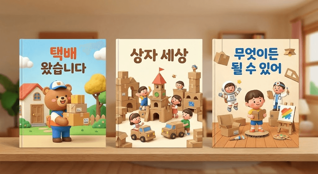 창의력 추천 도서 택배 왔습니다, 상자 세상, 무엇이든 될 수 있어 표지 모음
