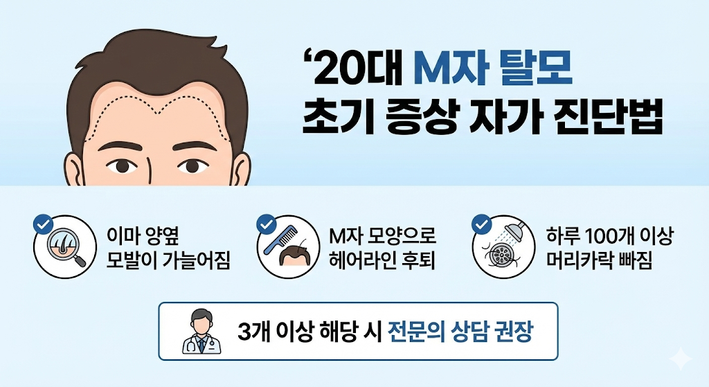 20대 M자 탈모 초기 증상 자가 진단법