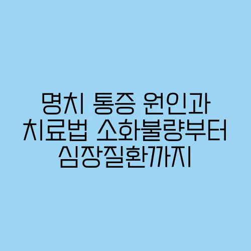 명치 통증 원인과 치료법 소화불량부터 심장질환까지