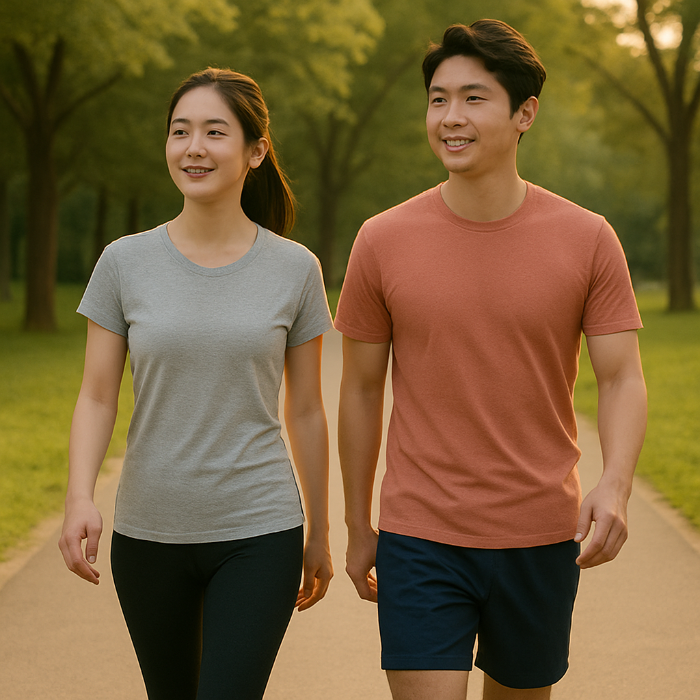 걷기 운동중인 남, 여 사진