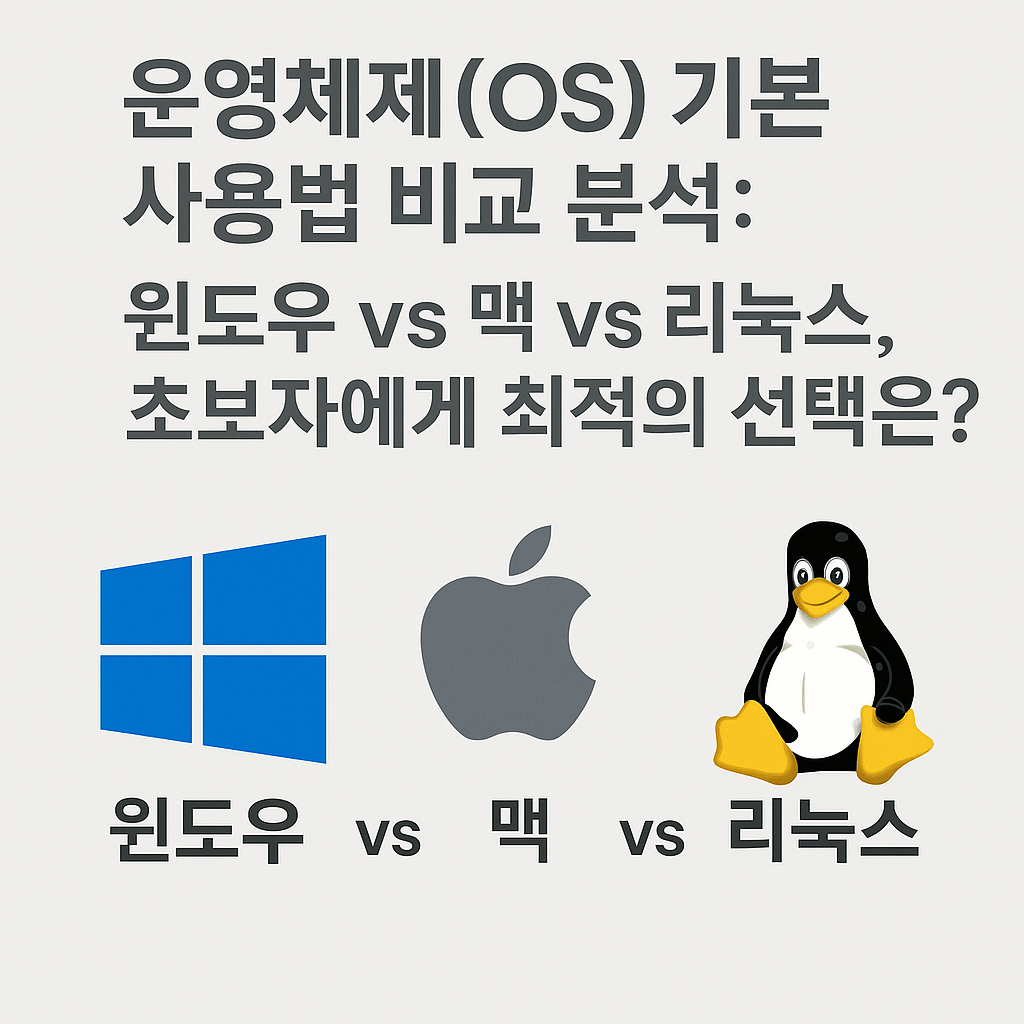 운영체제(OS) 기본 사용법 비교 분석: 윈도우 vs 맥 vs 리눅스, 초보자에게 최적의 선택