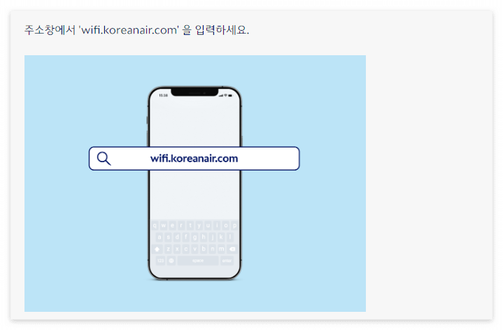 'wifi.koreanair.com' 을 입력