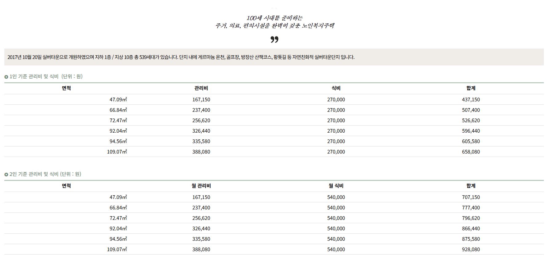고창실버타운 입주비용에 대한 사진