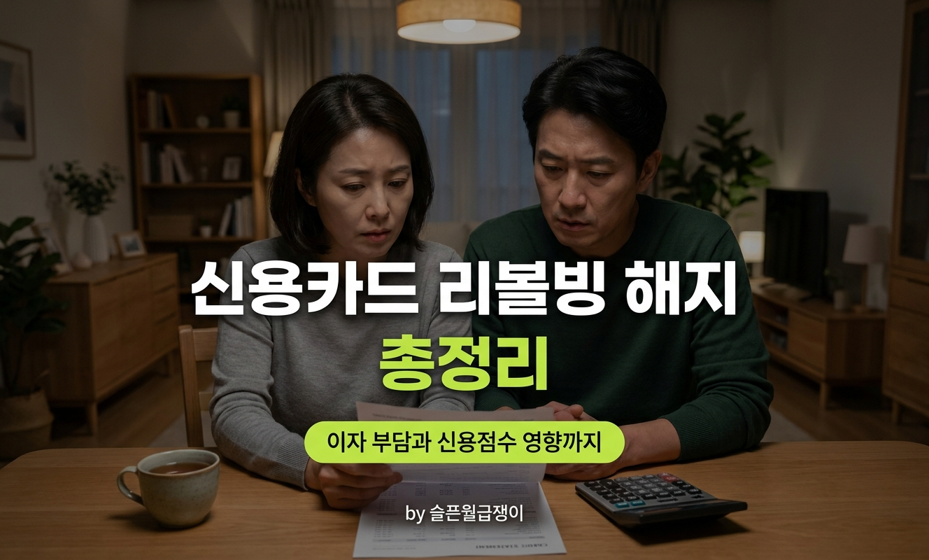 식탁에서 카드명세서 확인하는 부부