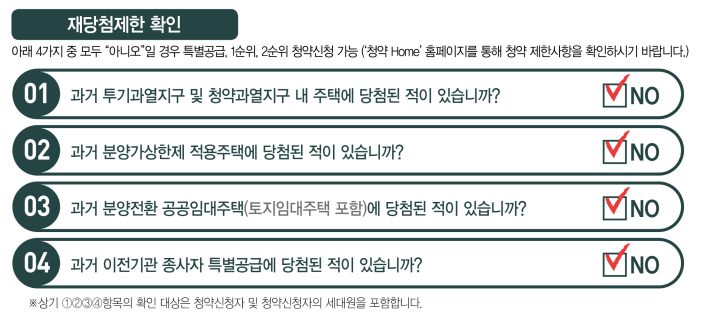 재당첨제한 확인