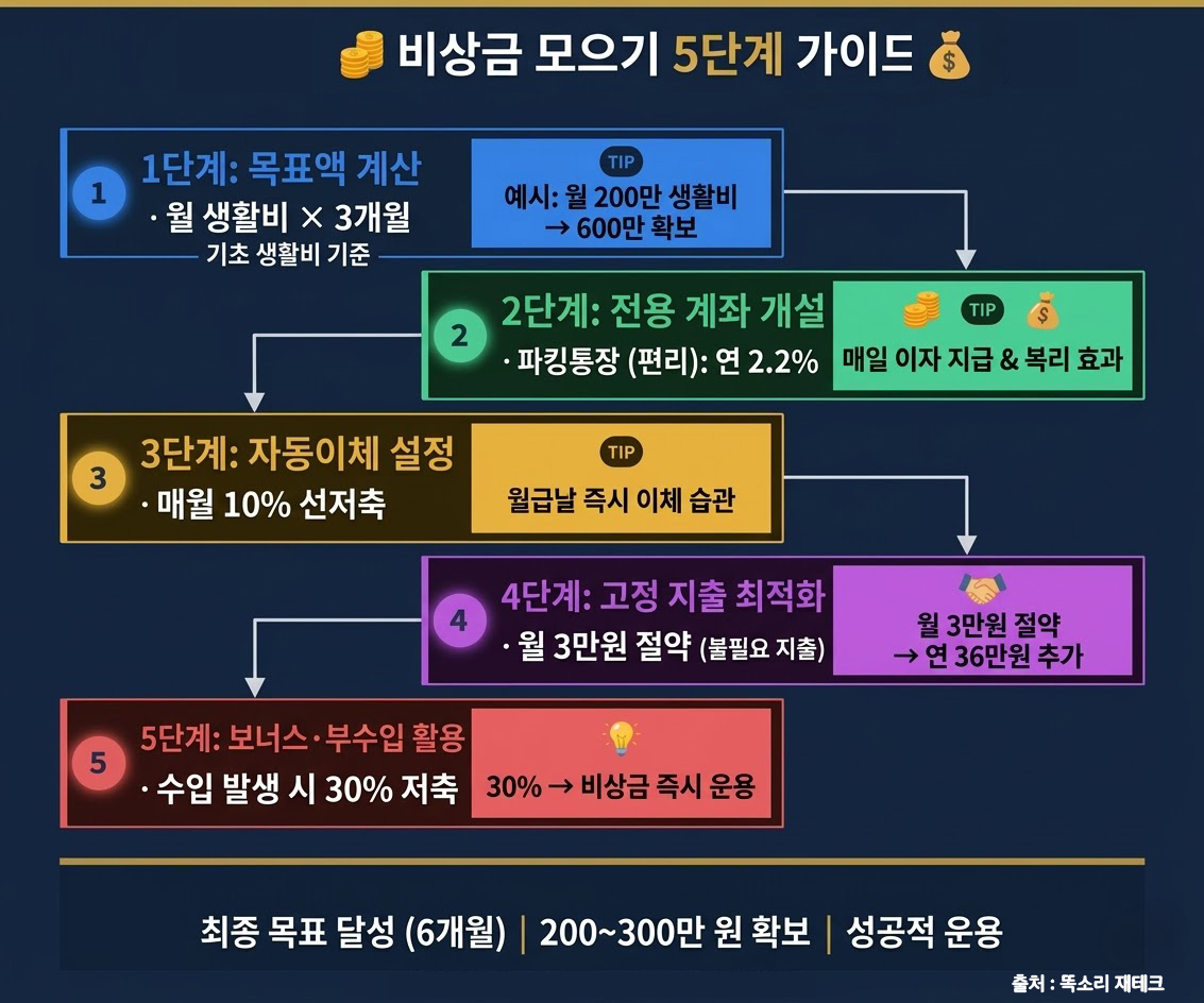 비상금 모으기 5단계 실천 플로우차트
