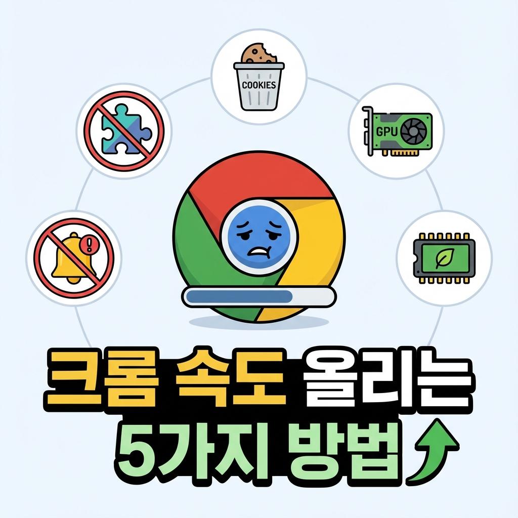 구글 크롬 브라우저 속도 느려짐 해결을 위한 5가지 최적화 방법 요약 (쿠키 삭제, 확장 프로그램 관리 등)