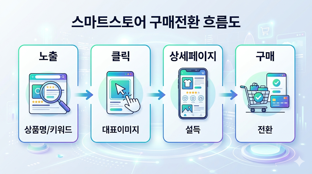 스마트스토어 상위 노출 이후 상세페이지가 구매전환에 미치는 흐름도