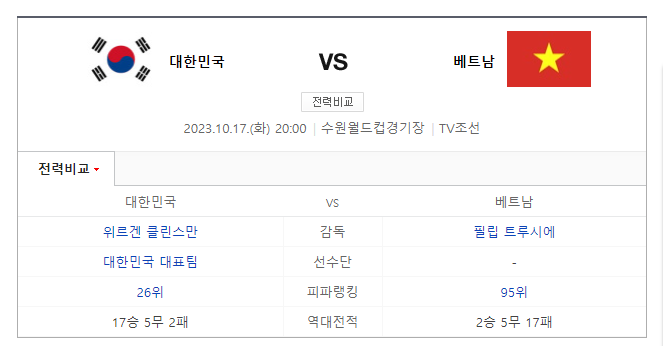 베트남 평가전 생중계