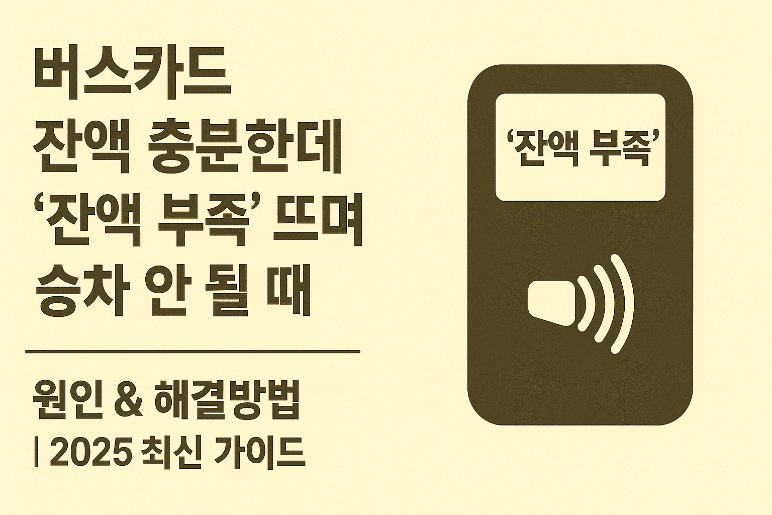 버스카드 잔액 충분한데 &lsquo;잔액 부족&rsquo; 뜨며 승차 안 될 때 원인 &amp; 해결방법 ❘ 2025 최신 가이드