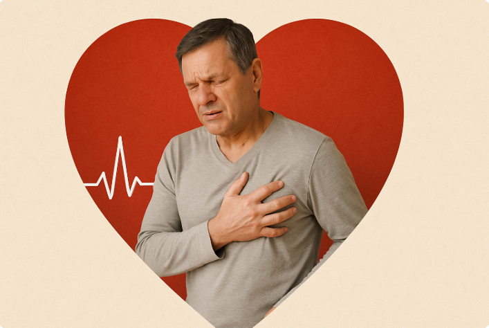 부정맥으로 가슴통증을 느끼는 남자 사진