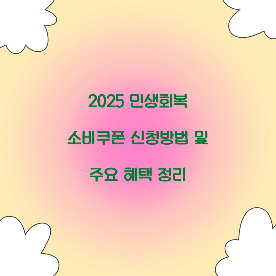 2025 민생회복 소비쿠폰 신청방법