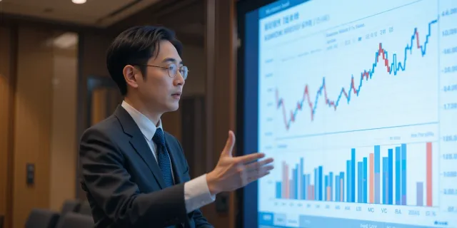 강원랜드 주가 흐름 세미나 발표 중인 사업가