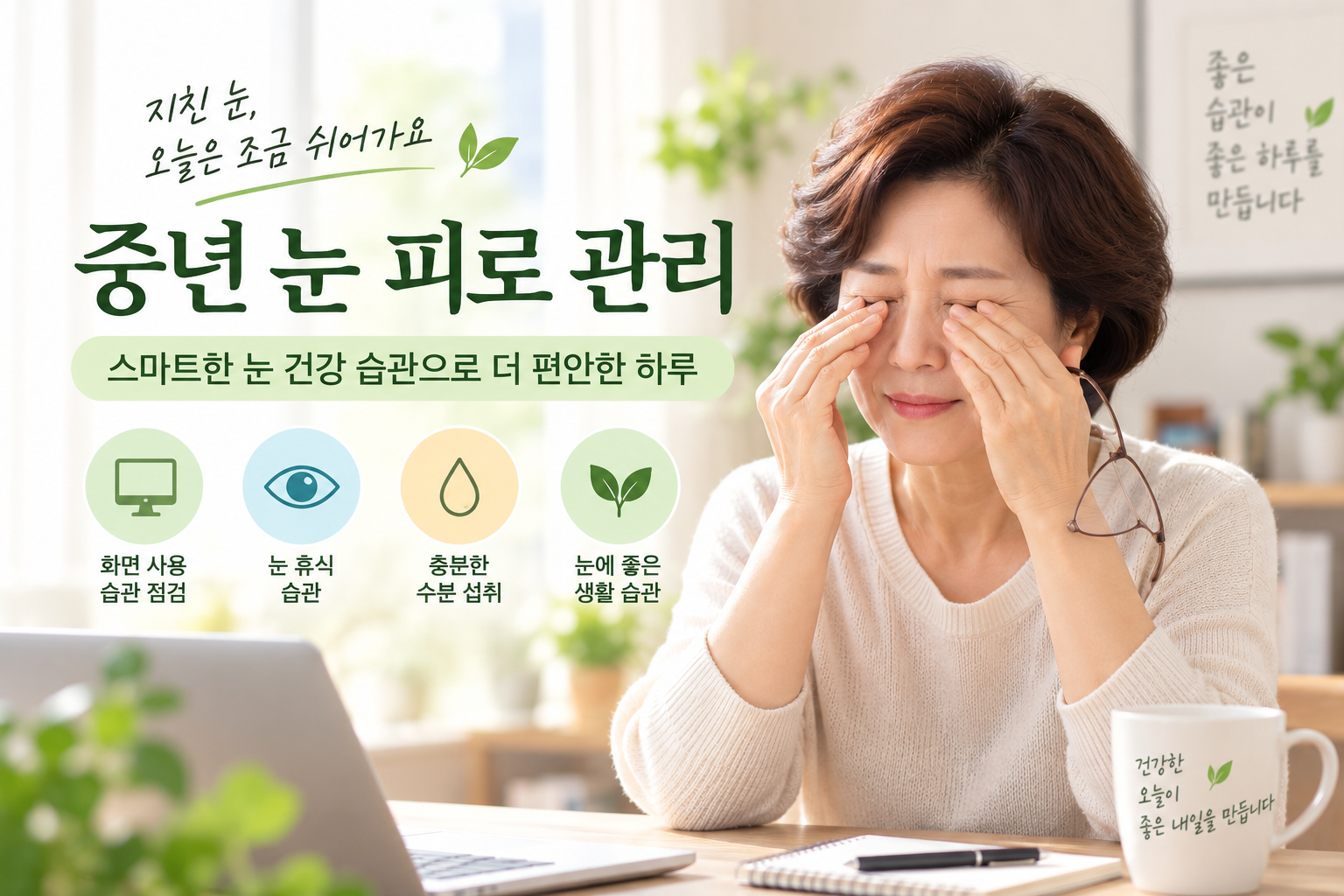 중년 눈 피로 관리, 컴퓨터를 오래 본 날 내가 눈을 쉬게 하는 방법