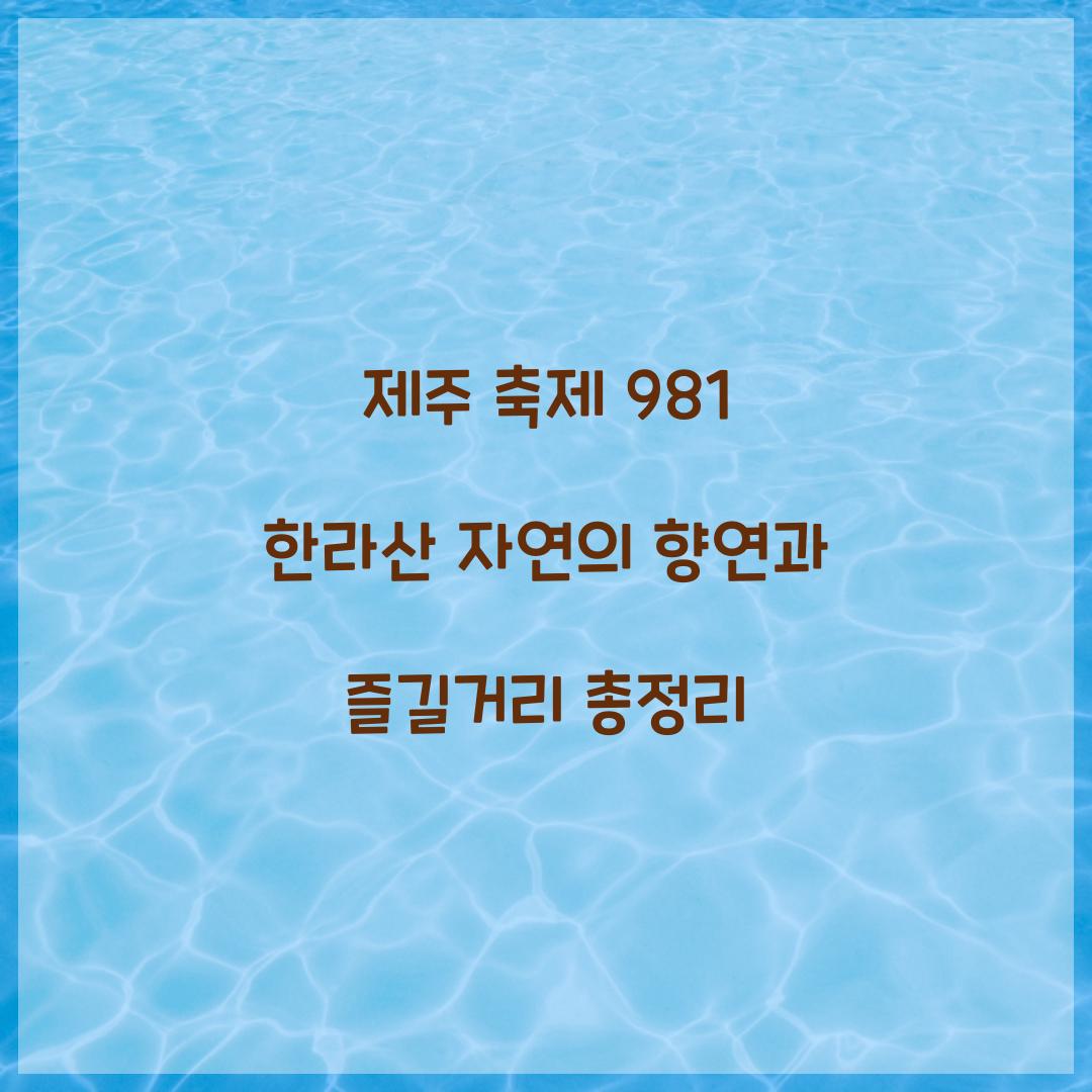 제주 축제 981 한라산