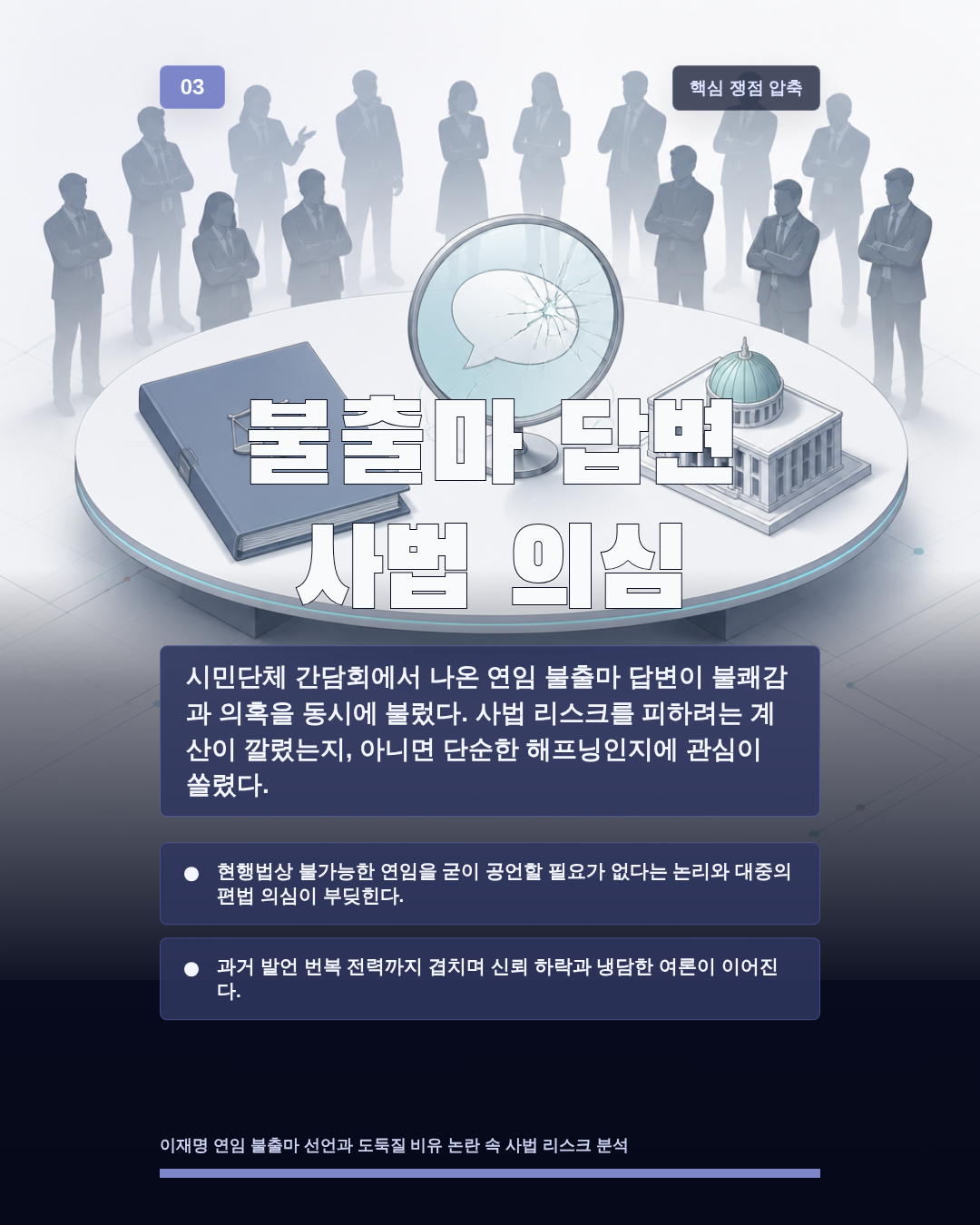 불출마 답변 사법 의심