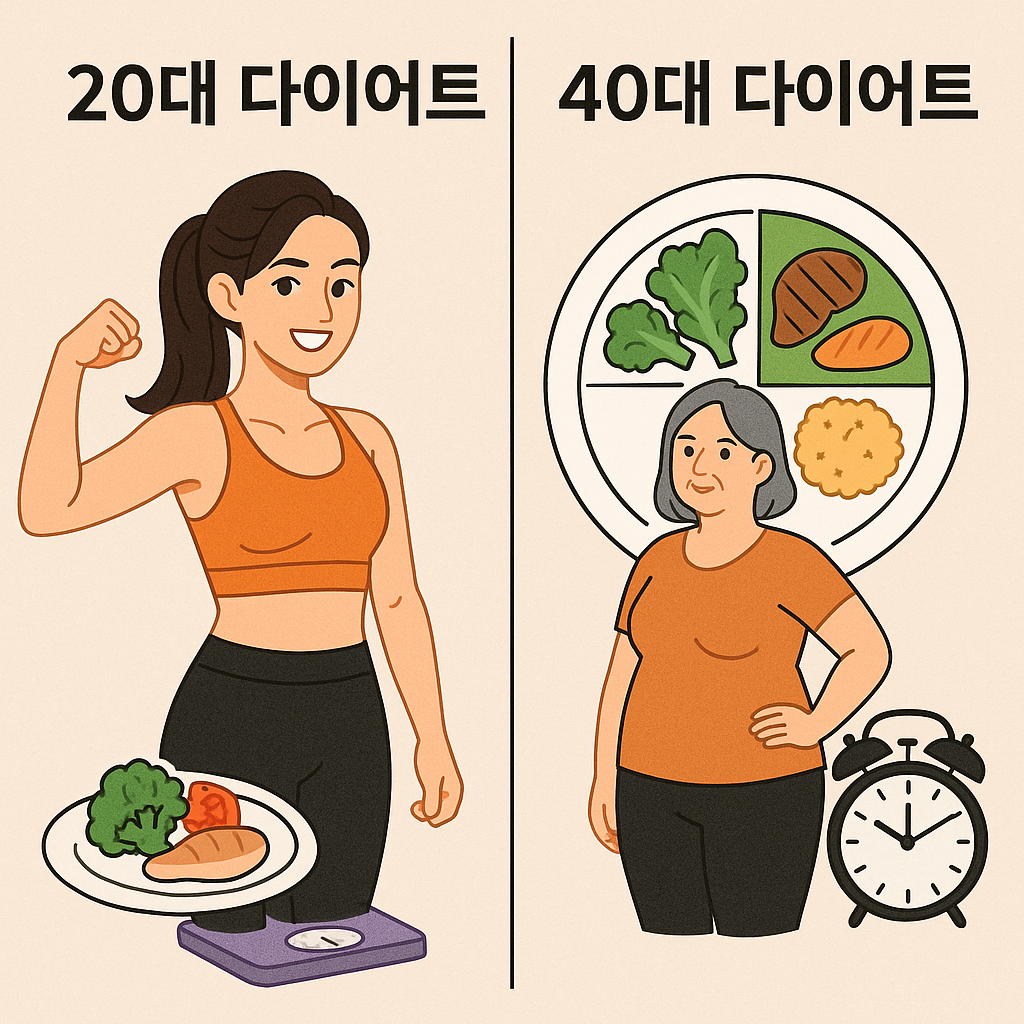 20대와 40대 여성 다이어트 차이 관련 사진