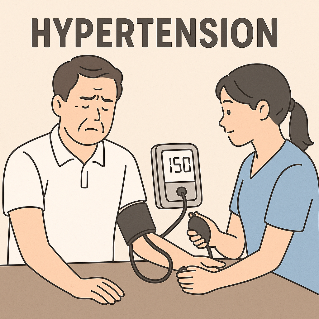 고혈압 증상으로 병원을 찾은 환자 이미지