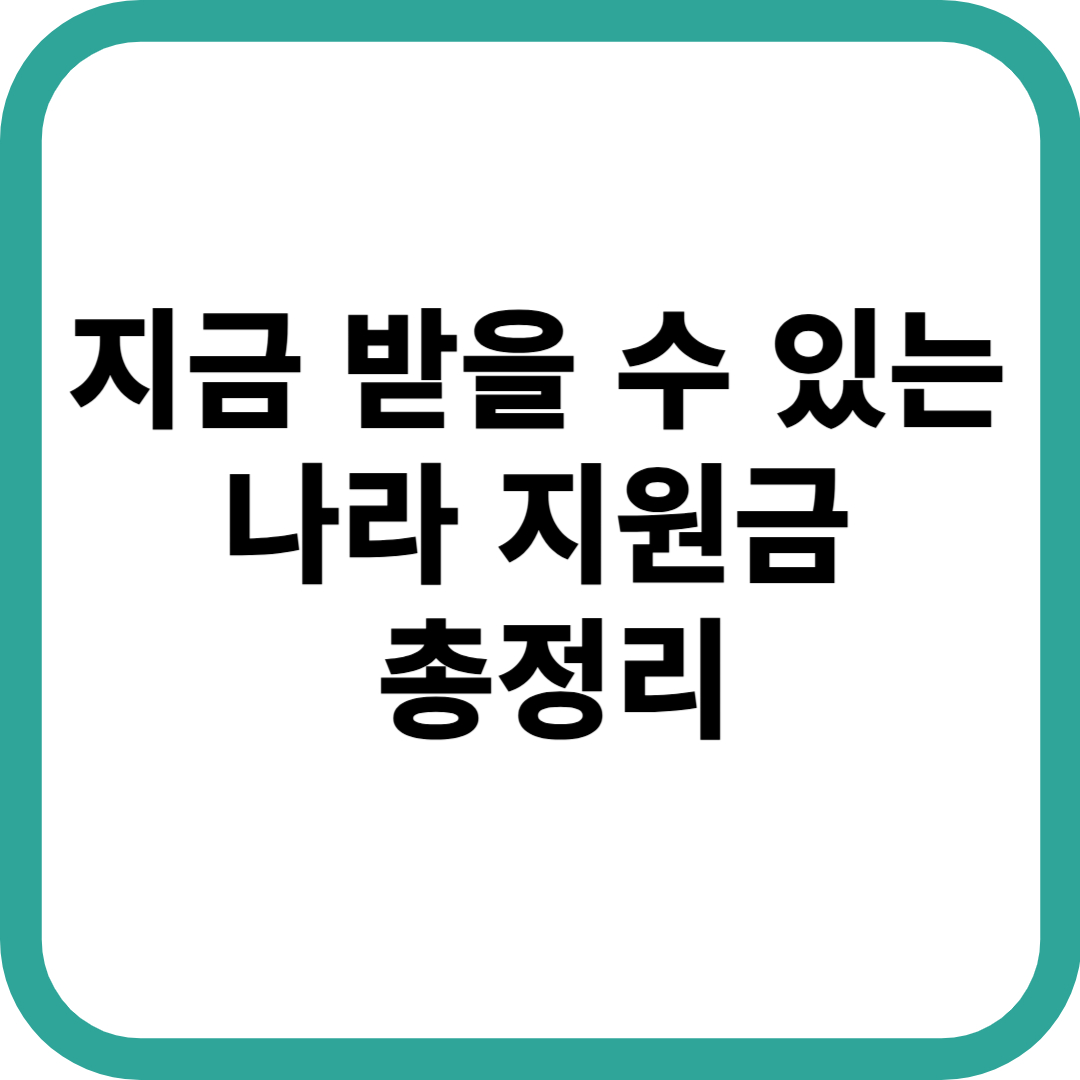 지금 받을 수 있는 나라 지원금