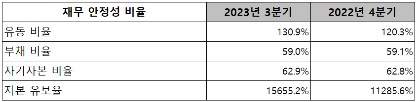 솔루스첨단소재 - 재무 안정성 비율