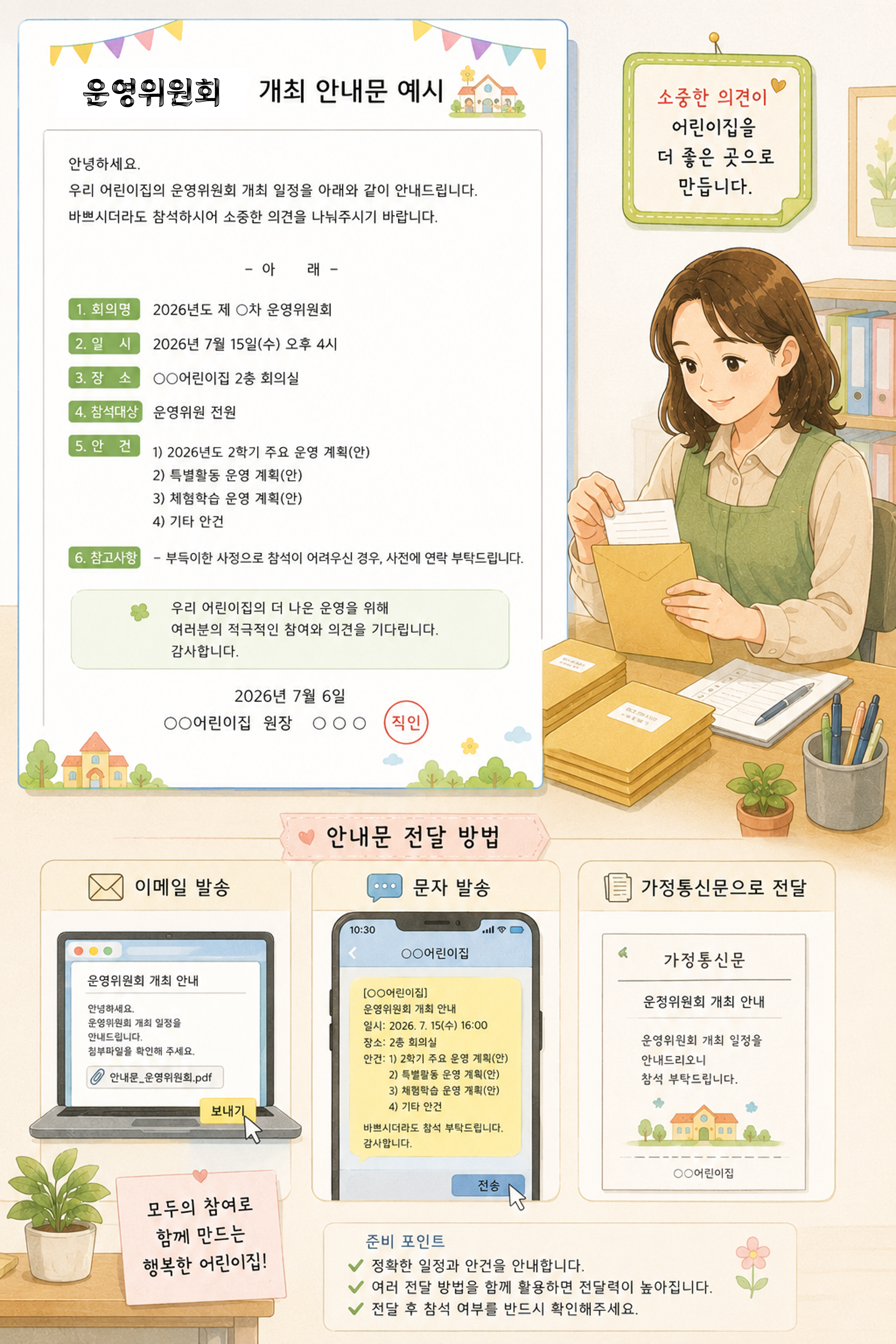 운영위원회 개최 안내문 보내는 방법 이미지
