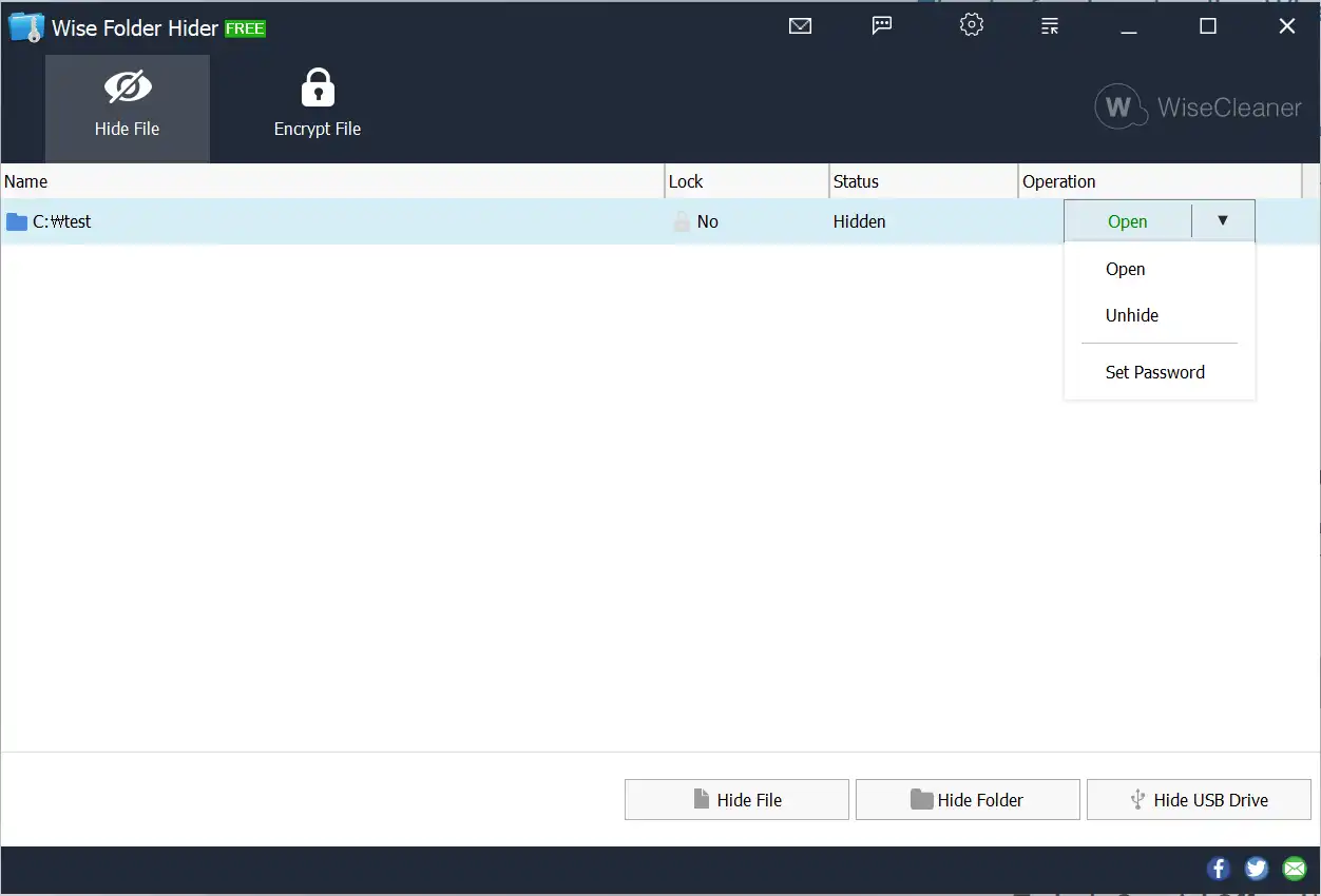 wise folder hider 상태 변경