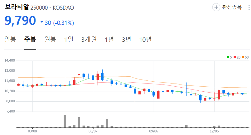 보라티알-주가-주봉