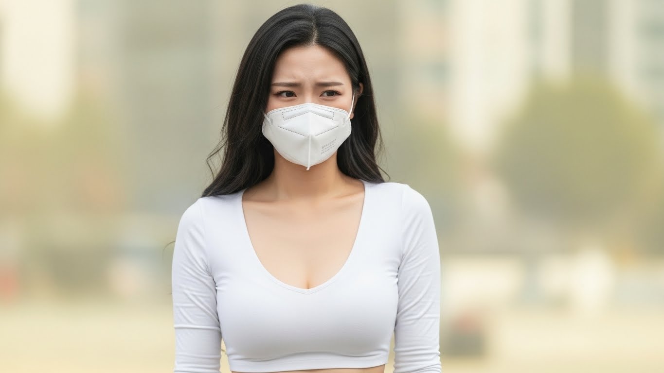 마스크를 쓴 여성