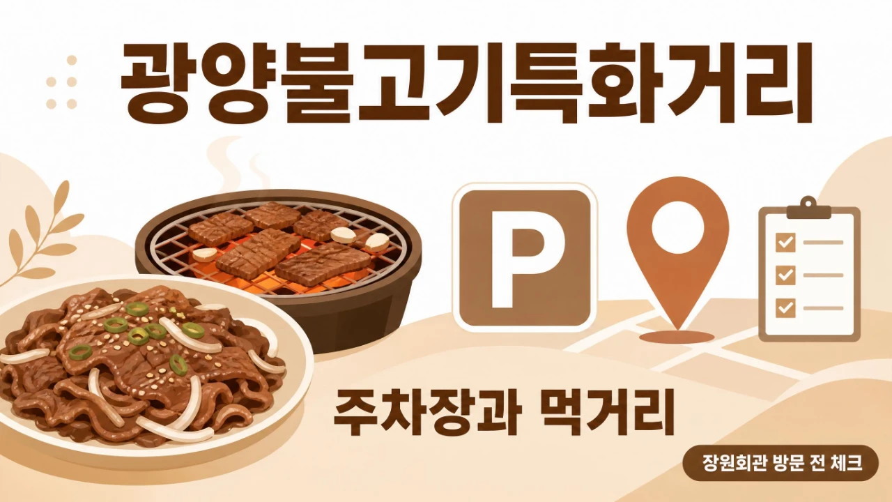 광양불고기특화거리 주차장과 먹거리, 전현무계획3 장원회관 방문 전 정보를 정리한 이미지