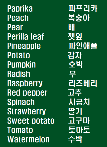 영어 과일 채소 표현3