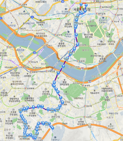 506번 버스 노선도