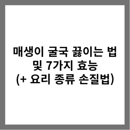 매생이 굴국 끓이는 법 및 7가지 효능 (+ 요리 종류 손질법)