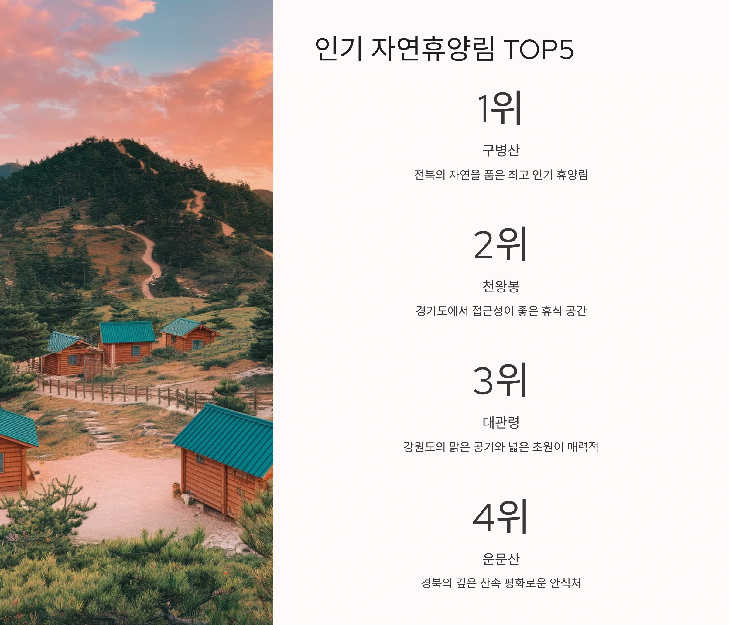 인기 자연휴양림 TOP5