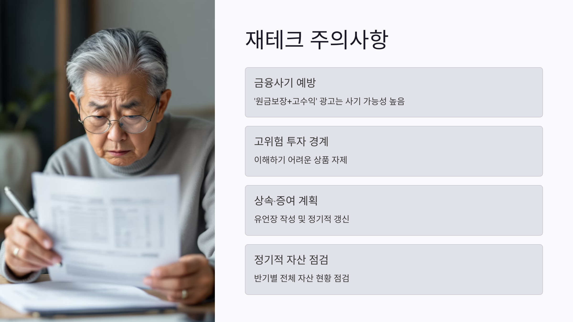 재테크의 주의사항을 설명해주는 그림