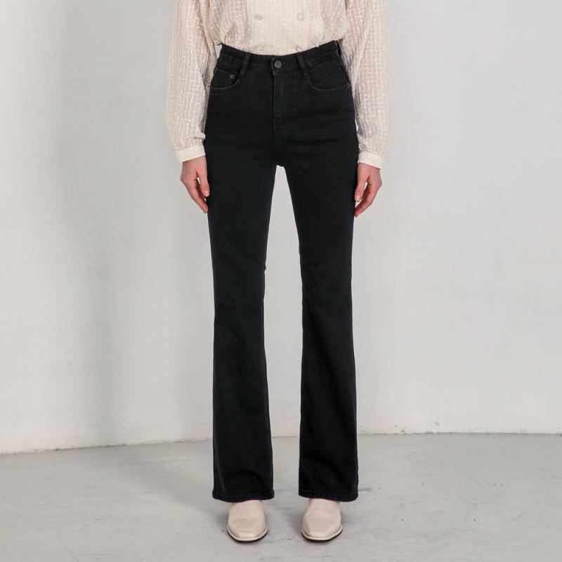 와르 기모 -6cm 숏버전 W53 롱 세미 부츠컷 데님 팬츠 흑청