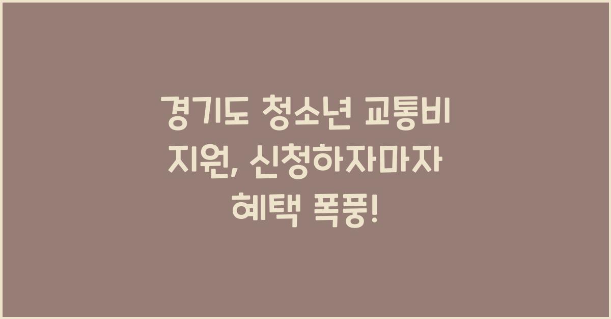경기도 청소년 교통비 지원
