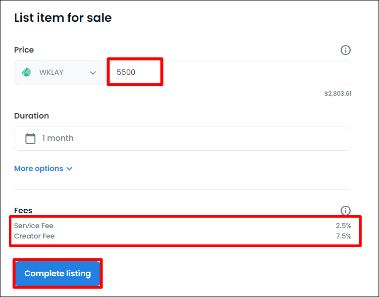 판매 가격을 적고, 수수료를 확인할수 있도록 보여주는 사진