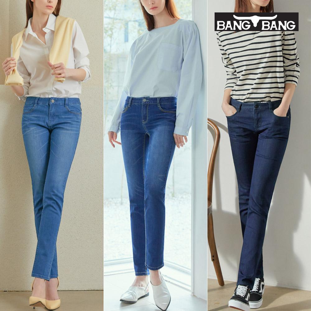 뱅뱅 여성 슬림 스트레이트 스판데님 3종세트