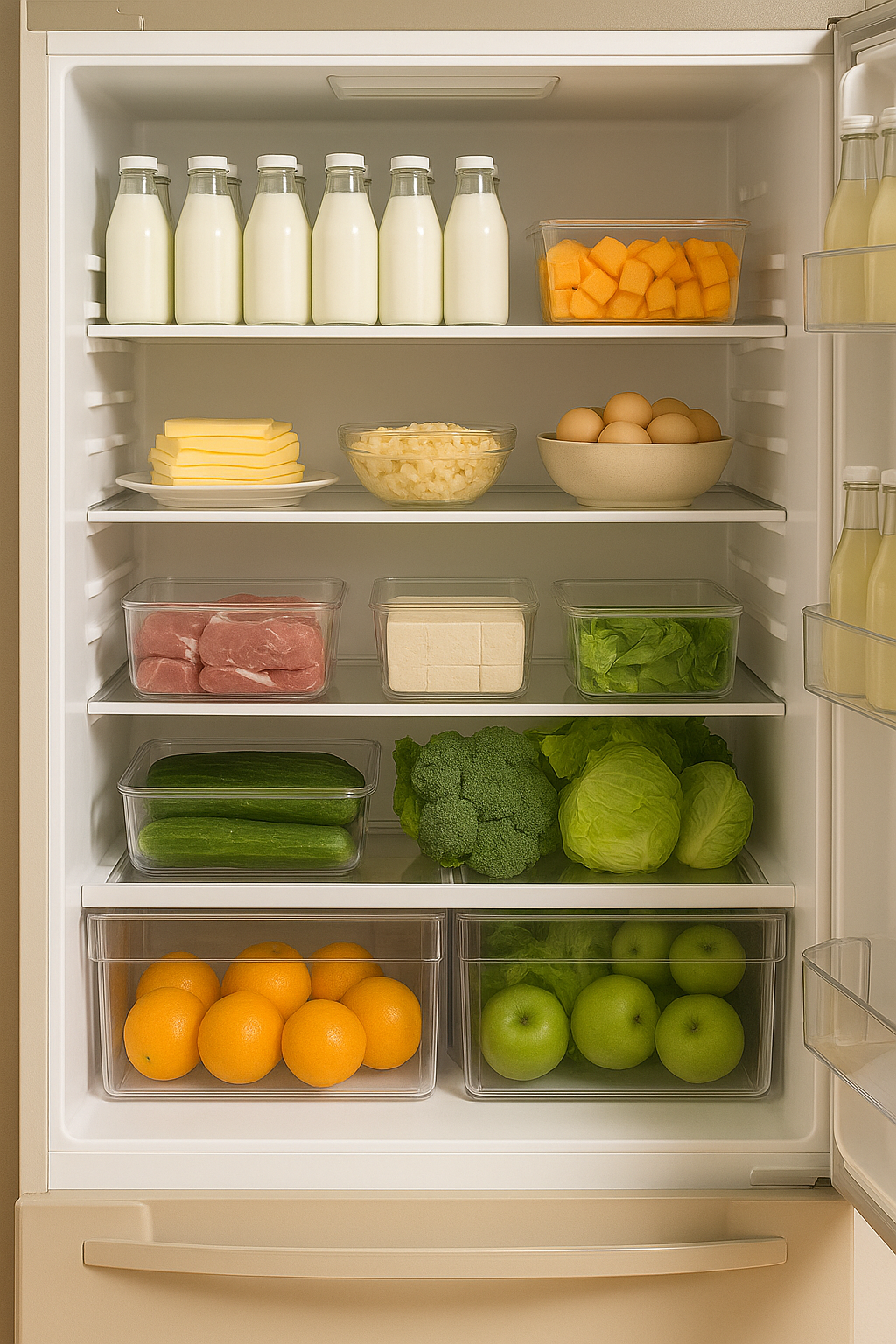 깔끔하게 정돈된 냉장고