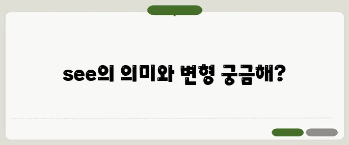 see 뜻과 다양한 시제 표현