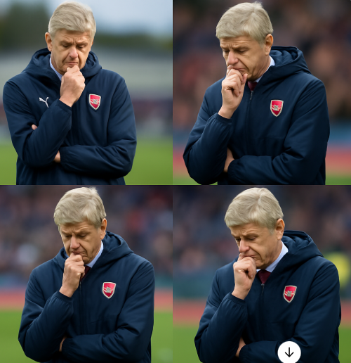 아르센 벵거감독이 고심하고 있는 모습