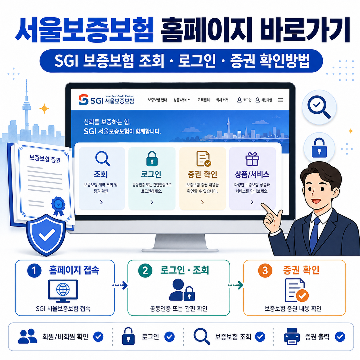 서울보증보험 홈페이지 바로가기|SGI 보증보험 조회·로그인·증권 확인방법